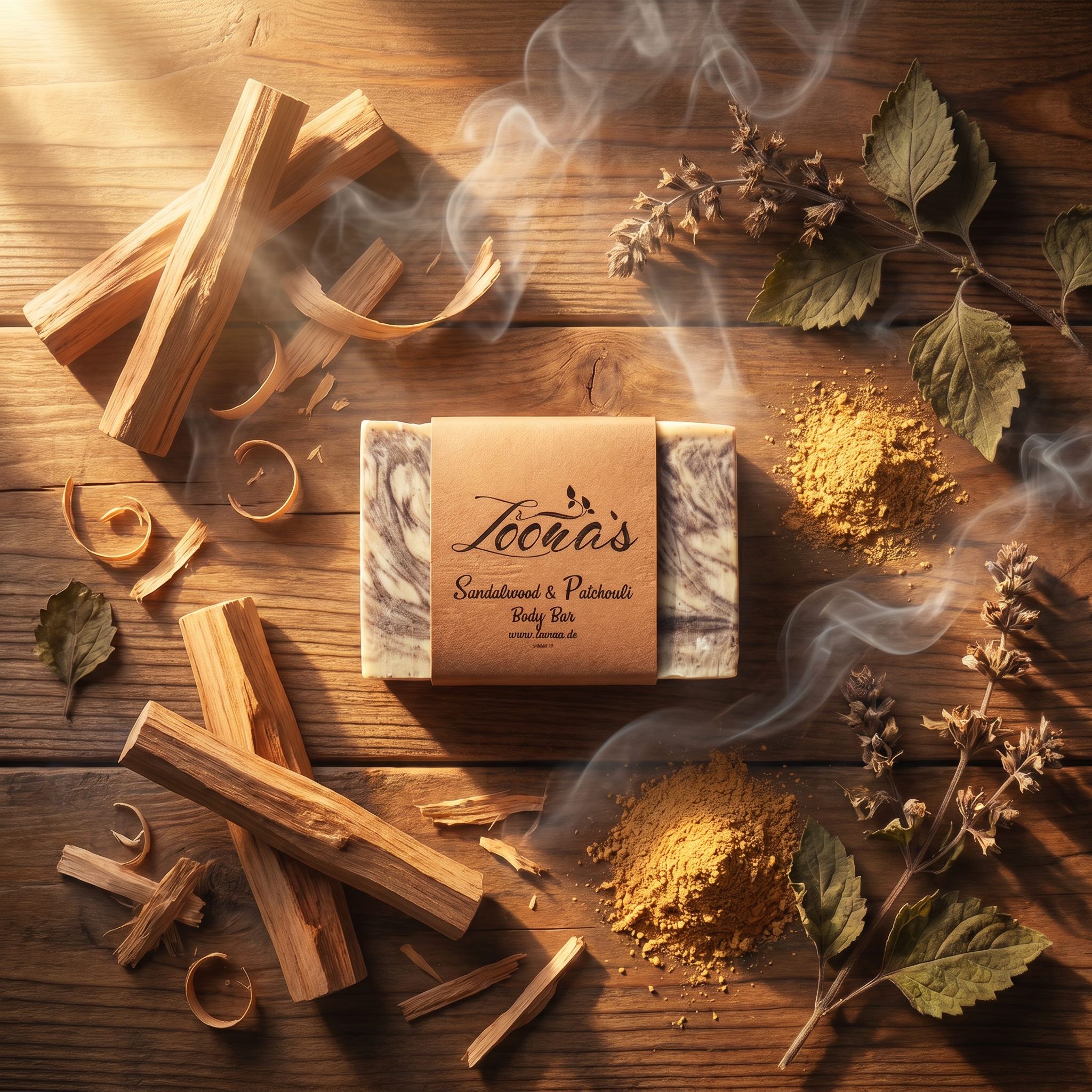 LOONAS Sandelholz Patchouli Körperseife mit sanftem Peeling-Effekt