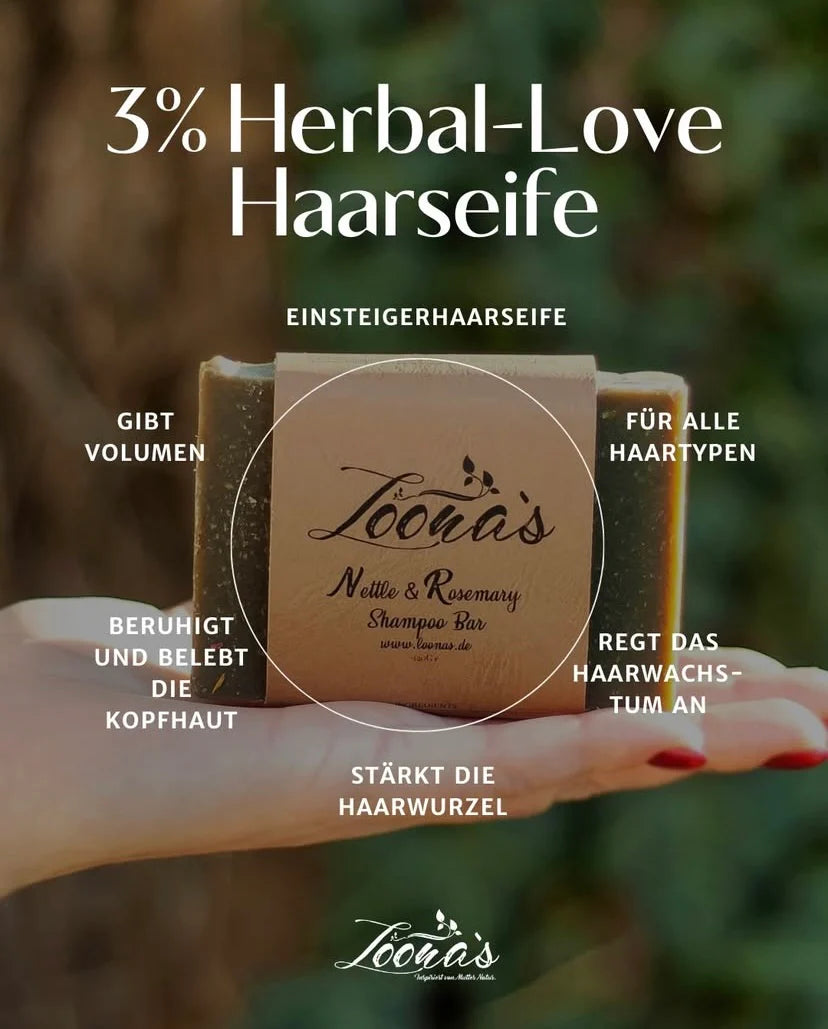 3-6% Herbal-Love Haarseife (Tiefenreinigung & schnell fettendes Haar)