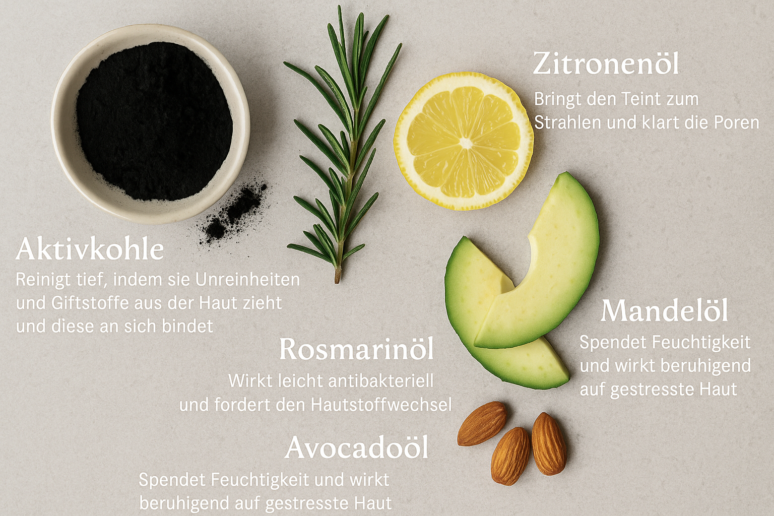 Aktivkohle mit Rosmarin & Zitrone (Für unreine, fettende Haut & Mischhaut)