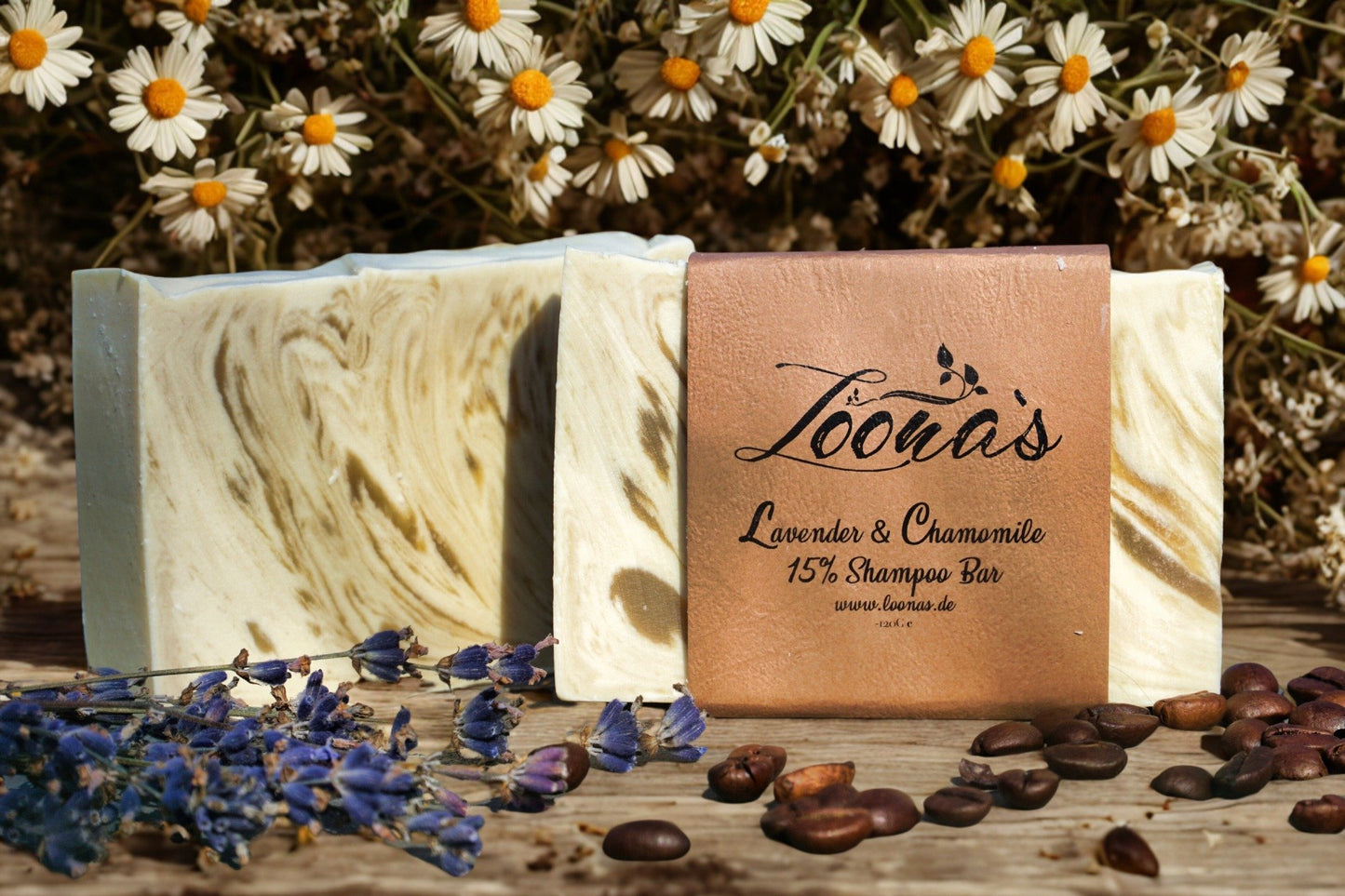 15% Lavendel mit Kamille & Kaffee Haarseife (Haarwachstum & Tiefenpflege)