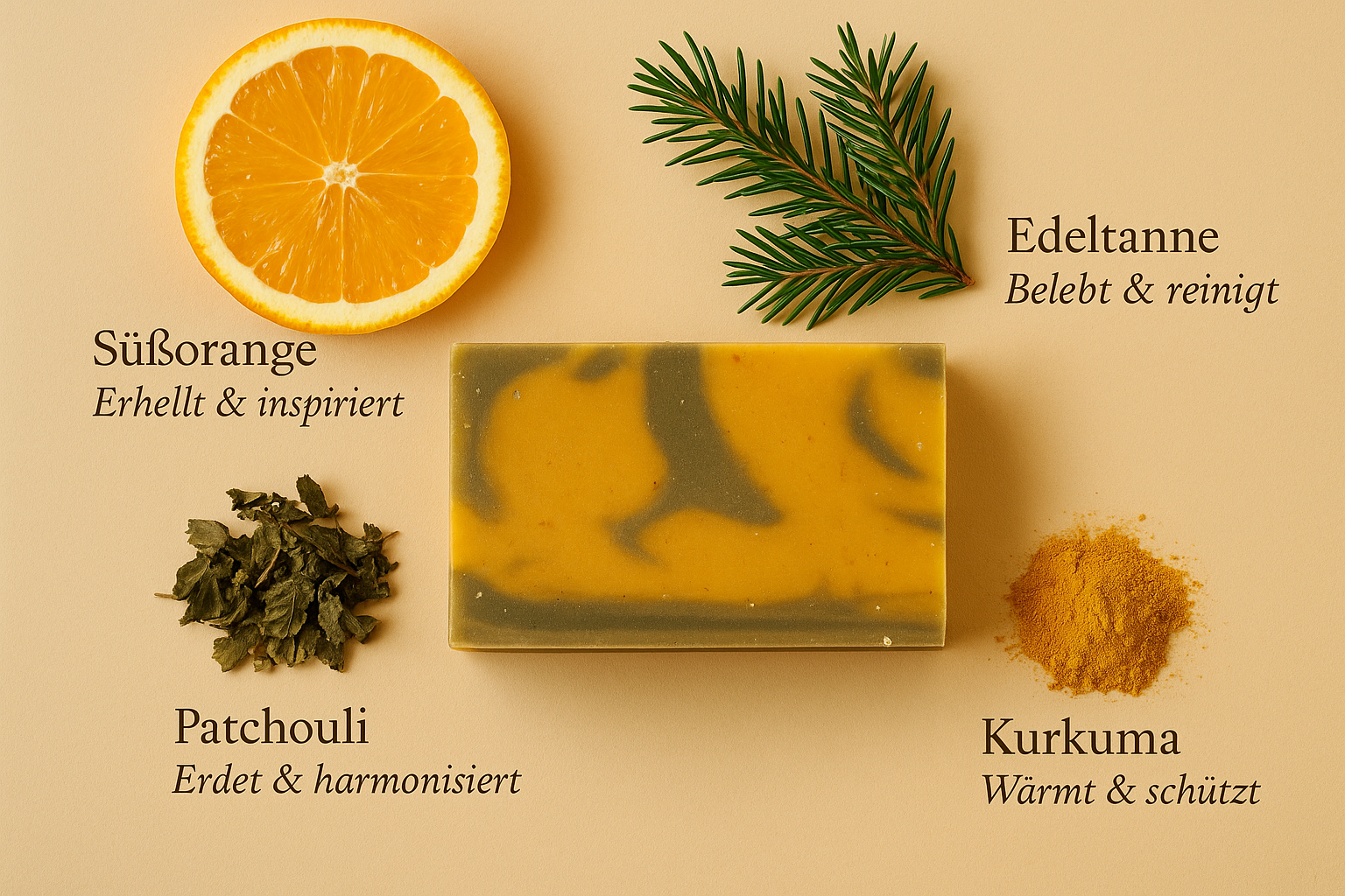 Naturseife mit Orange und Tanne für Glanz