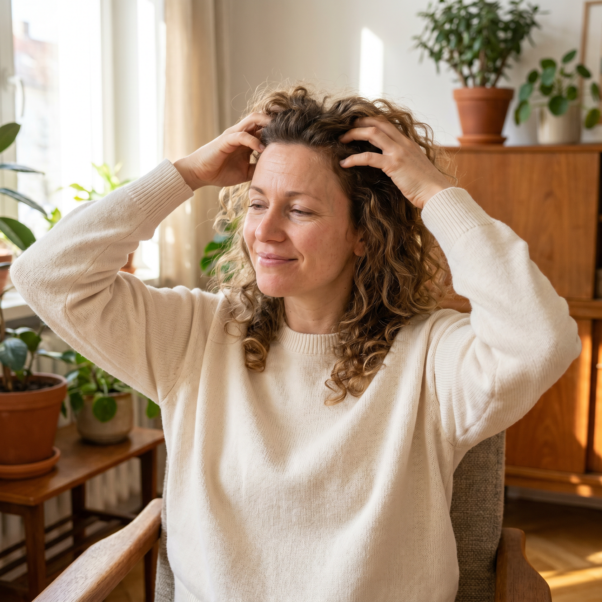Sanfte Kopfhautmassage mit Loonas Naturseife — Wohlfuehlmoment fuer gesunde Kopfhaut und glaenzende Locken