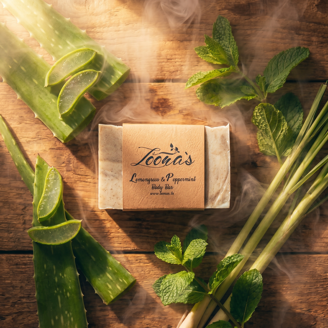 LOONAS Aloe Vera Körperseife mit Zitronengras und Pfefferminze