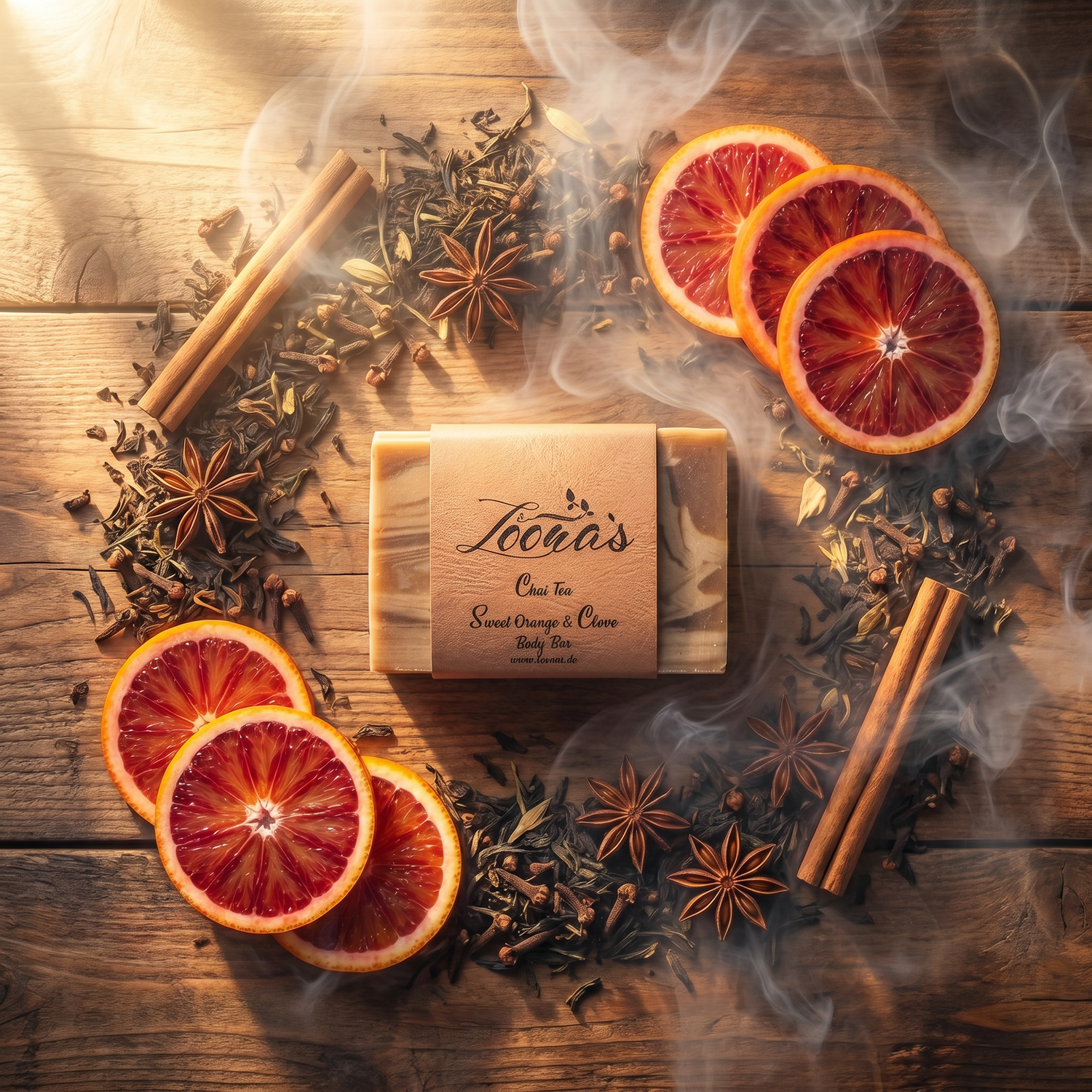 LOONAS Chai Tee Körperseife mit Blutorange und Nelke