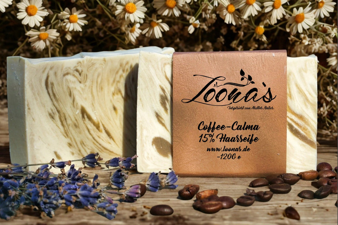 Coffee Calma Haarseife mit Kaffee, Lavendel und Kamille – reichhaltige Naturseife für sehr trockenes Haar