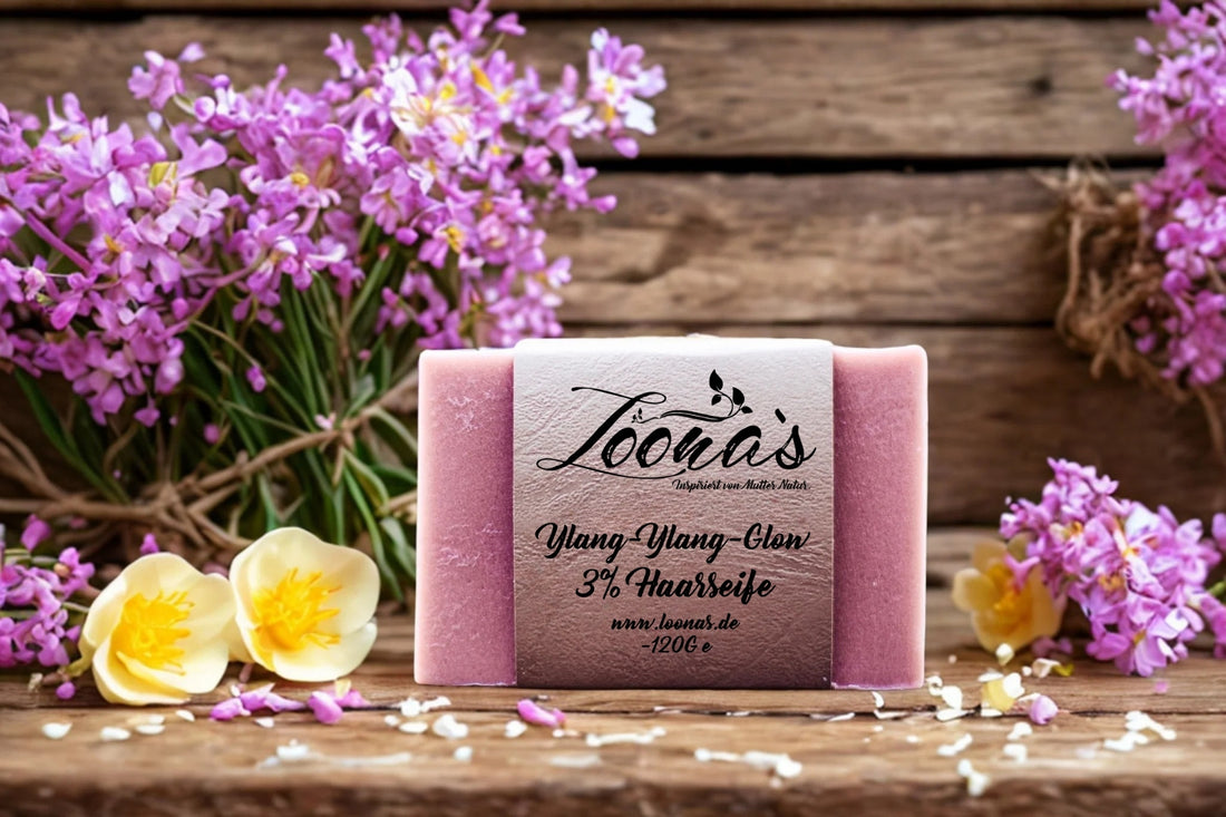 Ylang Ylang Glow Haarseife mit 3 % Überfettung – natürliche Haarseife für Glanz, Geschmeidigkeit und Locken
