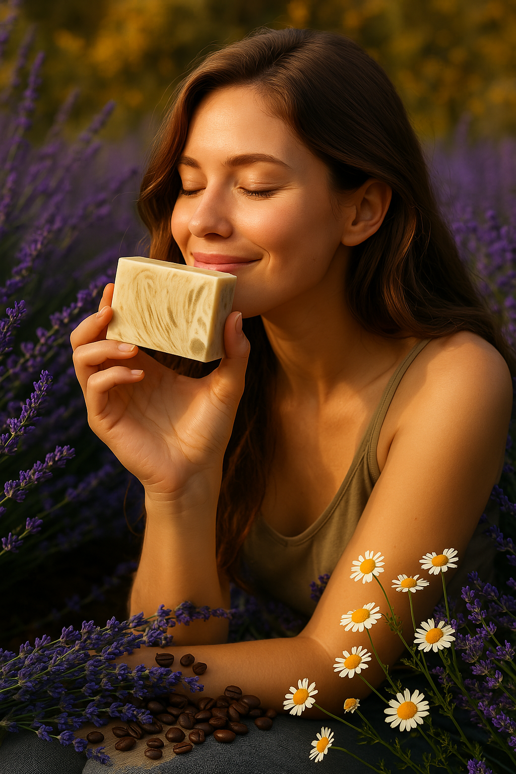 15% Lavendel mit Kamille & Kaffee Haarseife (Haarwachstum & Tiefenpflege)