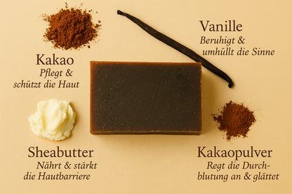 Seife mit Vanille, Kakao und Sheabutter