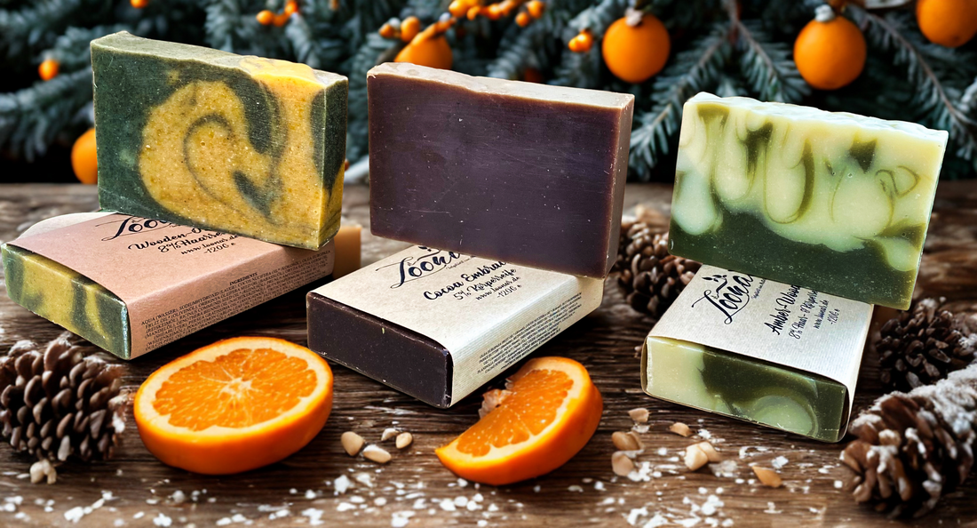 Winterliche Naturseifen mit Orange, Tanne und Patchouli