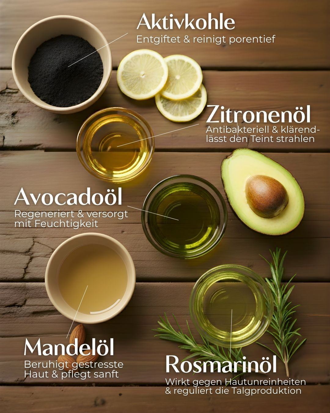 Aktivkohle mit Rosmarin &amp; Zitrone (Für unreine, fettende Haut &amp; Mischhaut)