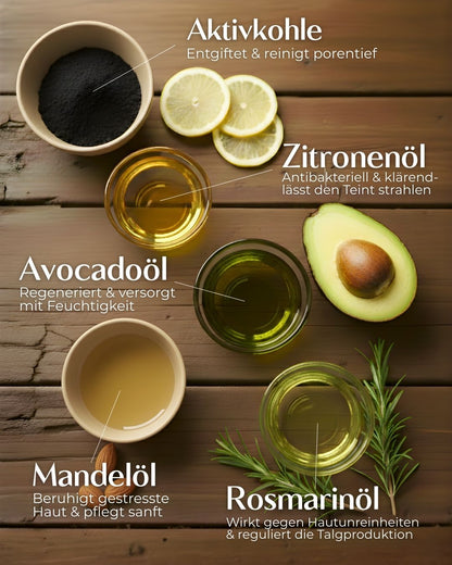 Aktivkohle mit Rosmarin &amp; Zitrone (Für unreine, fettende Haut &amp; Mischhaut)