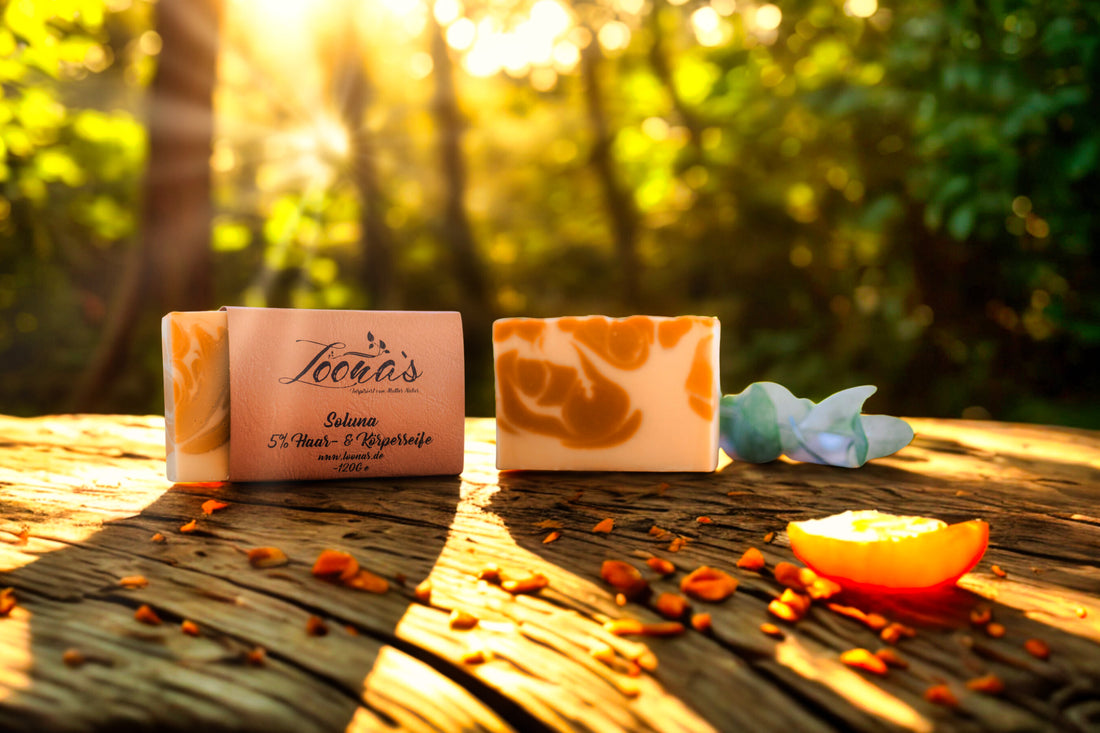 Soluna Haar- &amp; Körperseife von Loona’s Naturkosmetik – milde Pflege mit Mandarine, Vanille und Sheabutter, perfekt für sonnige Tage und empfindliche Haut