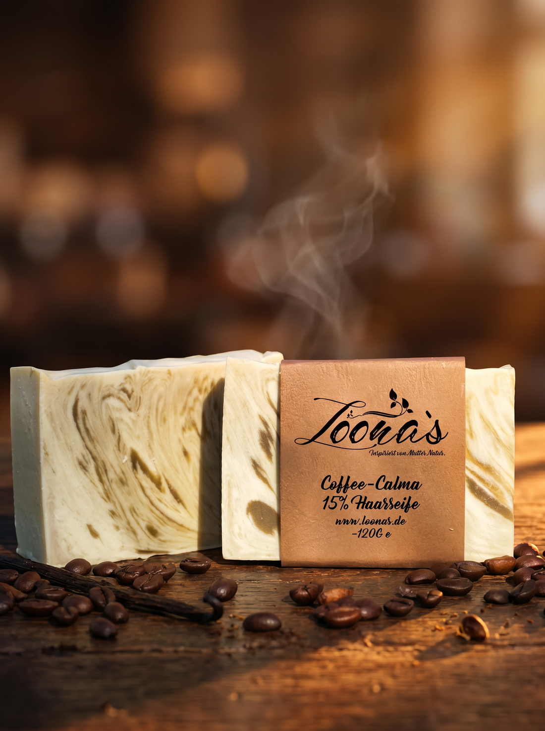 Loonas Coffee-Calma Haarseife 15% – Naturseife für Haarwachstum und Tiefenpflege