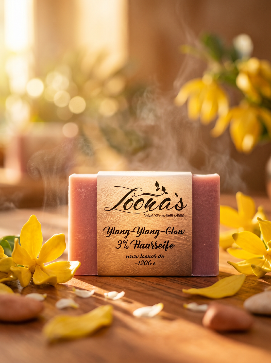 Loonas Ylang-Ylang-Glow Haarseife 3% – Naturseife für seidige Längen und sinnlichen Glanz