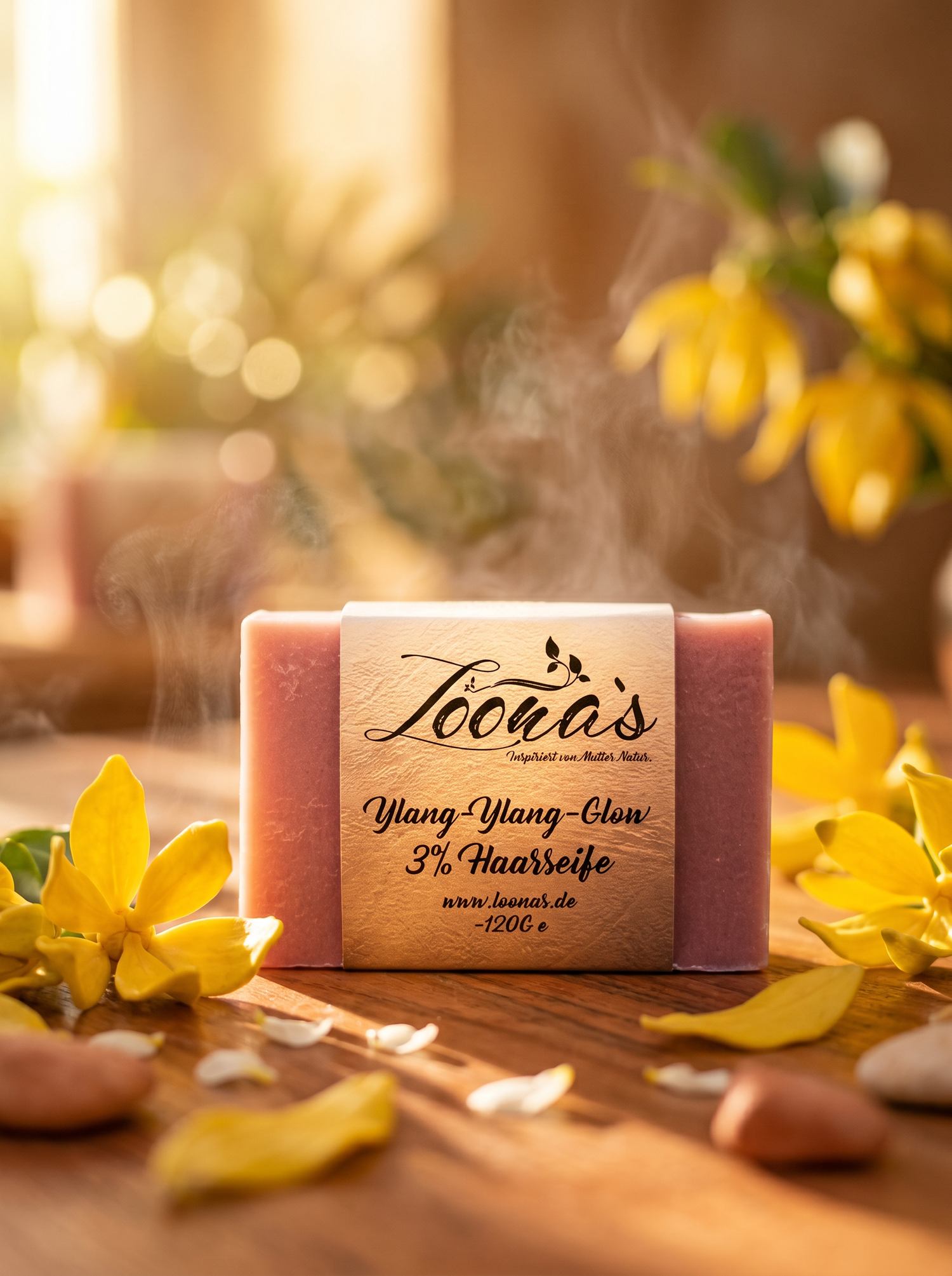 Loonas Ylang-Ylang-Glow Haarseife 3% – Naturseife für seidige Längen und sinnlichen Glanz